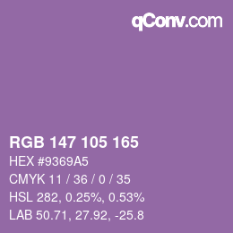 Código de color: RGB 147 105 165 | qconv.com