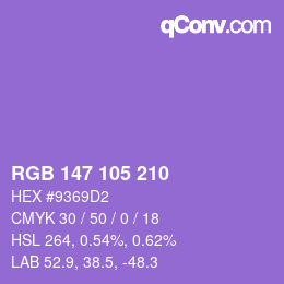 Color code: RGB 147 105 210 | qconv.com