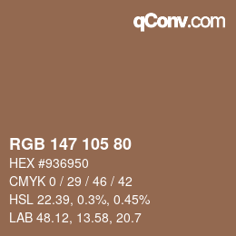 Código de color: RGB 147 105 80 | qconv.com