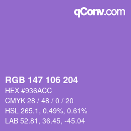 Farbcode: RGB 147 106 204 | qconv.com