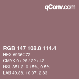 カラーコード: RGB 147 108.8 114.4 | qconv.com