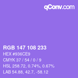 Color code: RGB 147 108 233 | qconv.com