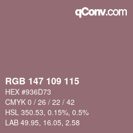 颜色代码: RGB 147 109 115 | qconv.com