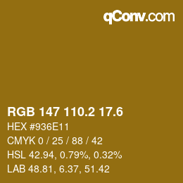 カラーコード: RGB 147 110.2 17.6 | qconv.com