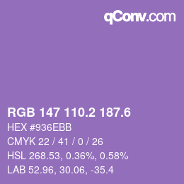 カラーコード: RGB 147 110.2 187.6 | qconv.com
