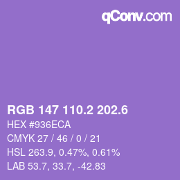カラーコード: RGB 147 110.2 202.6 | qconv.com