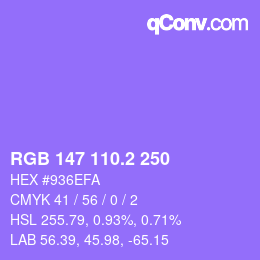 カラーコード: RGB 147 110.2 250 | qconv.com