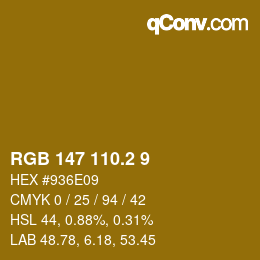 カラーコード: RGB 147 110.2 9 | qconv.com