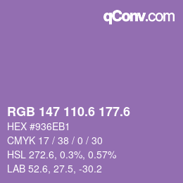 カラーコード: RGB 147 110.6 177.6 | qconv.com