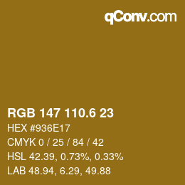 カラーコード: RGB 147 110.6 23 | qconv.com