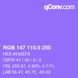 カラーコード: RGB 147 110.6 250 | qconv.com