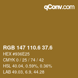 カラーコード: RGB 147 110.6 37.6 | qconv.com