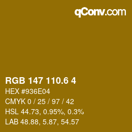 カラーコード: RGB 147 110.6 4 | qconv.com