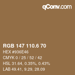カラーコード: RGB 147 110.6 70 | qconv.com