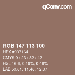 Color code: RGB 147 113 100 | qconv.com