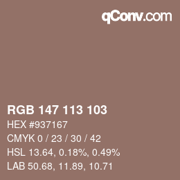 Color code: RGB 147 113 103 | qconv.com