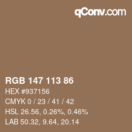 Color code: RGB 147 113 86 | qconv.com