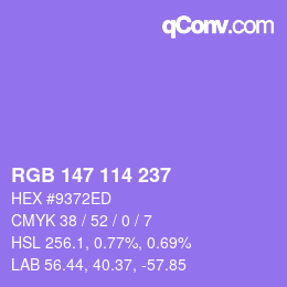 カラーコード: RGB 147 114 237 | qconv.com