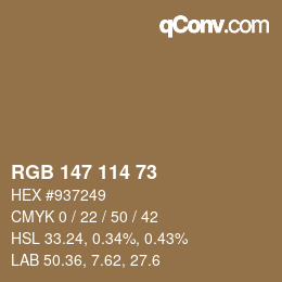 颜色代码: RGB 147 114 73 | qconv.com