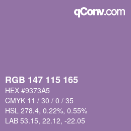 Código de color: RGB 147 115 165 | qconv.com