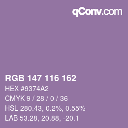 カラーコード: RGB 147 116 162 | qconv.com