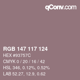 颜色代码: RGB 147 117 124 | qconv.com