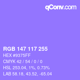 Color code: RGB 147 117 255 | qconv.com