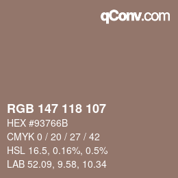 Farbcode: RGB 147 118 107 | qconv.com