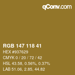 Color code: RGB 147 118 41 | qconv.com