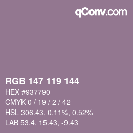 カラーコード: RGB 147 119 144 | qconv.com