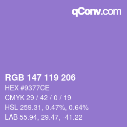 Color code: RGB 147 119 206 | qconv.com