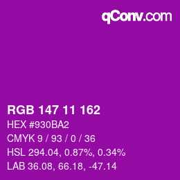 Color code: RGB 147 11 162 | qconv.com