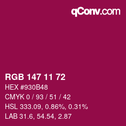 Color code: RGB 147 11 72 | qconv.com