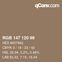 Farbcode: RGB 147 120 98 | qconv.com