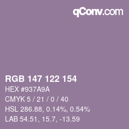 Farbcode: RGB 147 122 154 | qconv.com