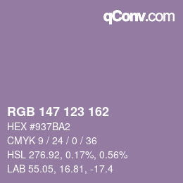 Código de color: RGB 147 123 162 | qconv.com