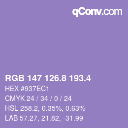 カラーコード: RGB 147 126.8 193.4 | qconv.com