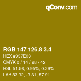 カラーコード: RGB 147 126.8 3.4 | qconv.com