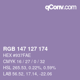 Color code: RGB 147 127 174 | qconv.com