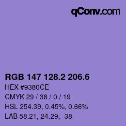 カラーコード: RGB 147 128.2 206.6 | qconv.com