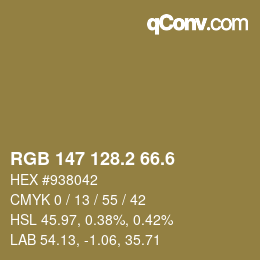 カラーコード: RGB 147 128.2 66.6 | qconv.com