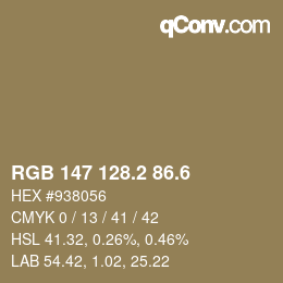 カラーコード: RGB 147 128.2 86.6 | qconv.com