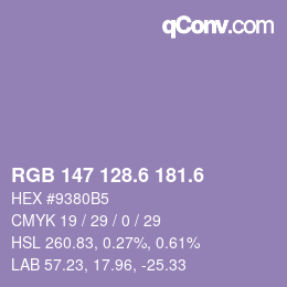 カラーコード: RGB 147 128.6 181.6 | qconv.com