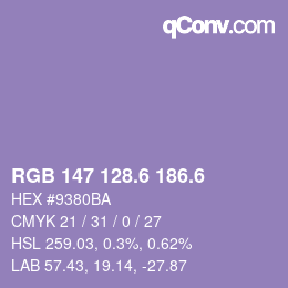 カラーコード: RGB 147 128.6 186.6 | qconv.com