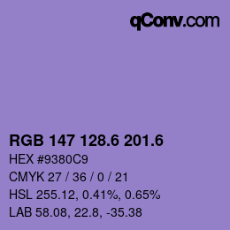 カラーコード: RGB 147 128.6 201.6 | qconv.com