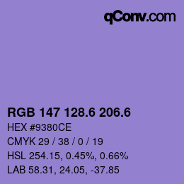 カラーコード: RGB 147 128.6 206.6 | qconv.com
