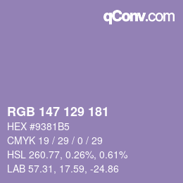 Color code: RGB 147 129 181 | qconv.com