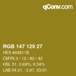 Color code: RGB 147 129 27 | qconv.com