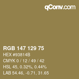 Código de color: RGB 147 129 75 | qconv.com