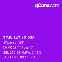 Color code: RGB 147 12 238 | qconv.com